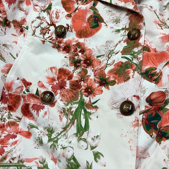 DENNIS BASSO Multi Pink/Green Floral Spring Coquette Career Boho Trench Coat 1X - Picture 10 of 16